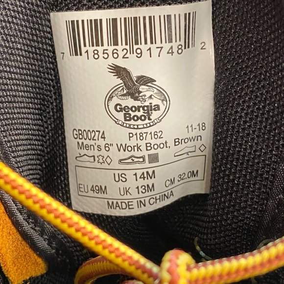 Georgia boot duck boot waterproof work boots hunting leather brown size 14 - Picture 9 of 9